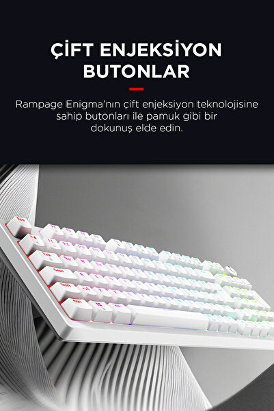 Rampage ENIGMA 75 RGB Aydınlatmalı Red Switch Kompakt Dizilim Gaming Mekanik Oyuncu Klavyesi Beyaz
