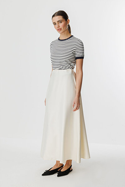 Hooopstore Satin Cream Skirt