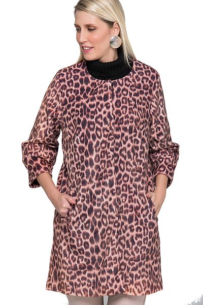 Sense Citcitli Printed Fabric Coat| Kbn12506 Brown Leopard