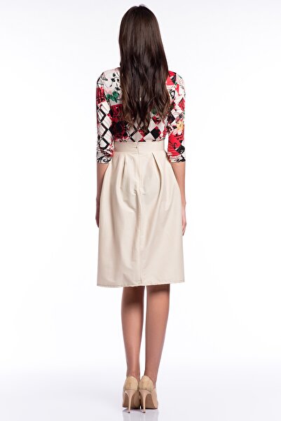 Sense Πλισέ ίσια φούστα Cupra| Etk12870 Μπεζ