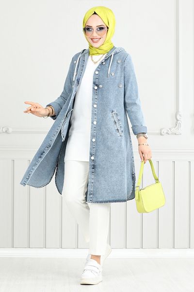 ModaMerve Blugi ușori 3006ZNR1012-M - șapcă din denim Pearl