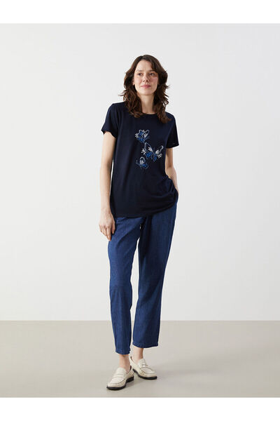 LC Waikiki Crew Neck Printed Combed Women's T-Shirt