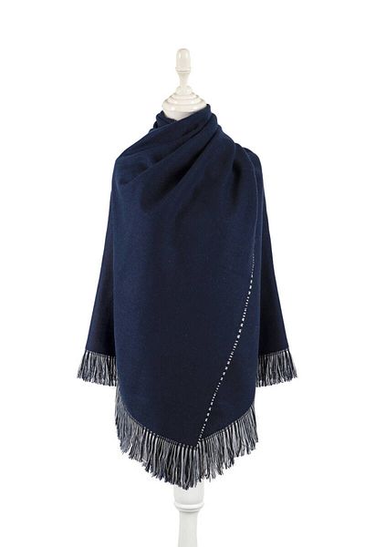 Bursa İpek Navy Blue Double Sided Winter Shawl