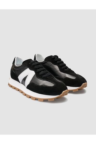 Cabani 100% Genuine Leather Black Women's Sneakers
