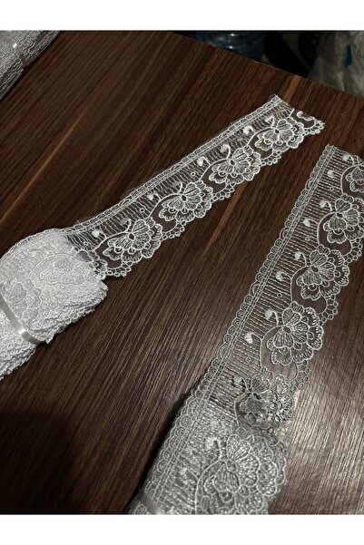 Butik Orta geniş Güpür tül desen 9 metre imza tekstil dekoratif şerit kenar bant