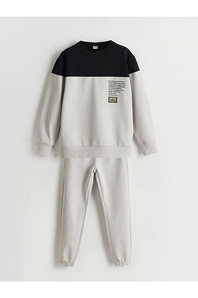 LC Waikiki Lcw Kids Gray Crew Neck Boys Tracksuit Set