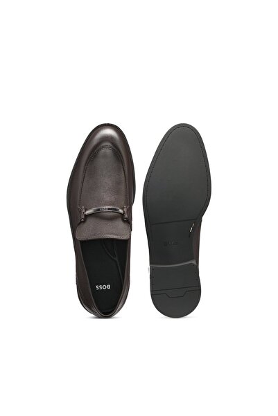 BOSS Marka donanım süslemeli baskılı deri mokasen ayakkabı