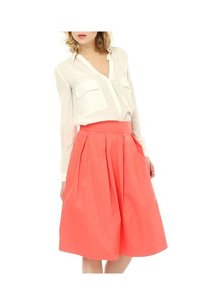 Sense Pleated Straight Cupra Skirt| Etk12870 Coral