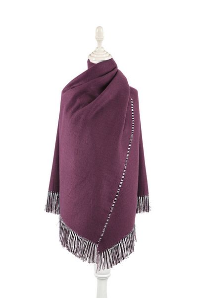 Bursa İpek Purple Reversible Winter Shawl