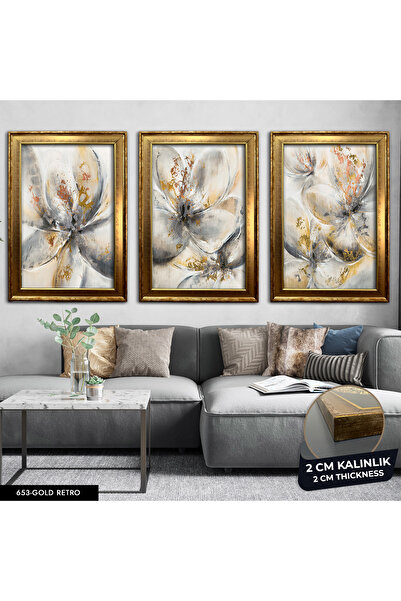 Evinemoda Çiçek 3 Parça Çerçeveli Tablo CVPLK