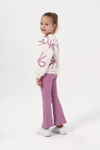 Minipodyum Girl's Bow Printed Spanish Leg Leggings Double Set