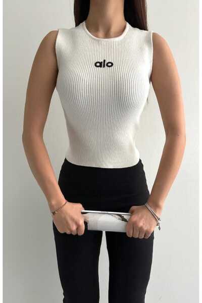 yeditepe fashion Women's Embroidered Knitwear Athlete White