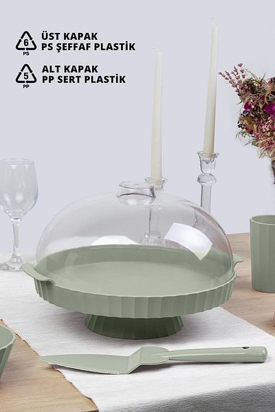 Okyanus Home Coliseum Footed Green Round Cake - Cake Pan