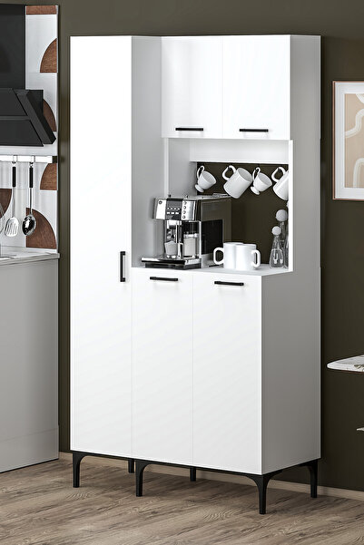 Fly Mobilya Hola Çok Amaçlı Boy Dolaplı Kahve Köşesi, Kiler Dolabı, Mutfak Er...