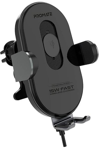 Promate 15W Wireless Car Charger Mount, Fast Charging, Auto Clamping, FOD Detection, PowerMount-15W