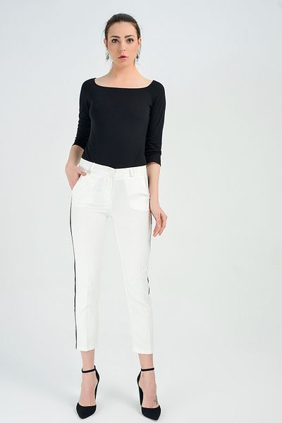 Sense Pants - So Stripe Ankle Pencil Pants| Pnt19011 Ecru