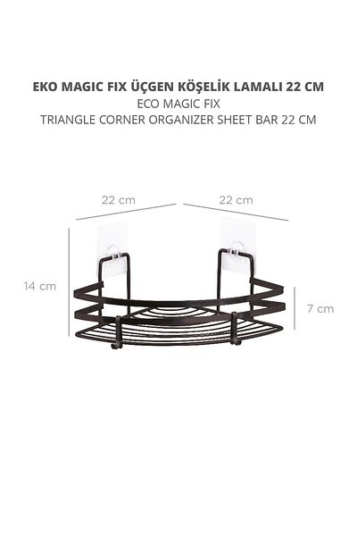 Okyanus Home Magic Fix Magic Sticky Μαύρο Τρίγωνο Γωνιακό Στήριγμα με Γάντζους