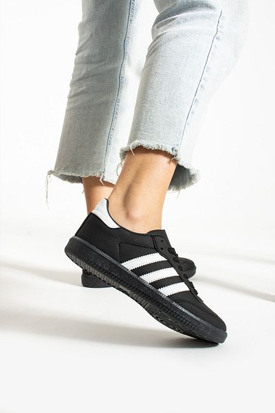 İnan Ayakkabı Women's Black White Vegan Suede Leather New Season Sports Shoes (Sole 3 cm)