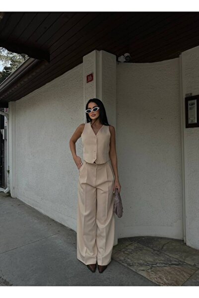 Friday Mood Women's High Waist Palazzo Pants Vest Set