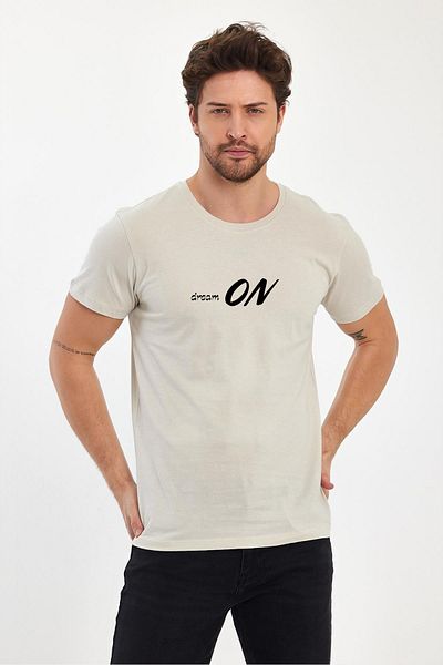 FİHA /2057-ΑΝΔΡΙΚΟ ΜΠΟΥΜΕΝΟ COMPACT O-NECK TSHIRT - STONE
