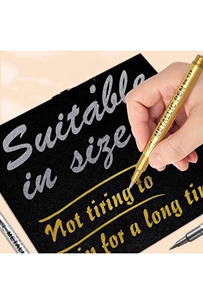 Sanathobi Metallic Brushmarkers Gold-Silver Calligraphy, Writing on Glass, Balloon, Cup 2Pcs