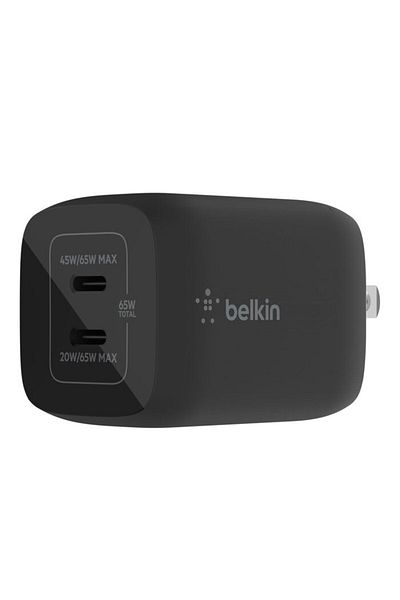 Belkin 65W DUAL USB-C GaN WALL CHARGER WITH PPS Black