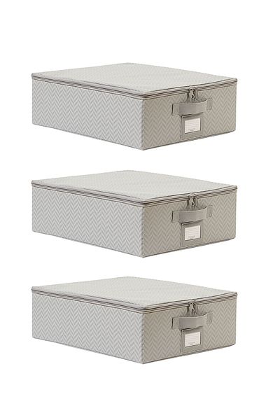 Ocean Home Textile Gray Herringbone Base 6 Suitcase Organizer Supported Box Storage Box 31X38X12
