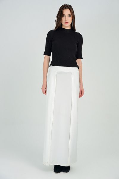 Sense Double Elastic Waist Micro Skirt with Yirtmacli Top and Riding| Etk14740 Ecru