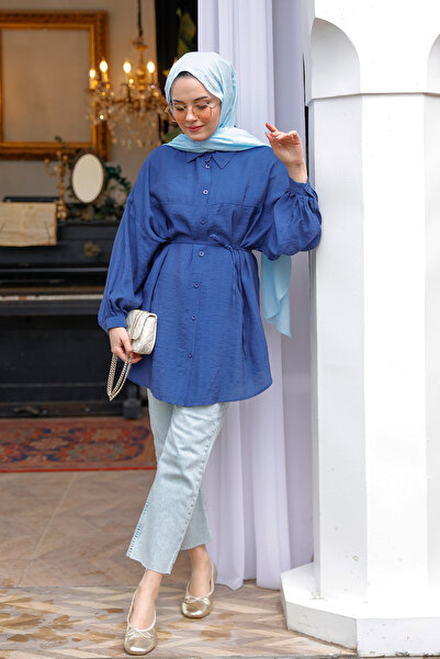 LOCCO Navy Blue Women's Shirt - Tie Waist