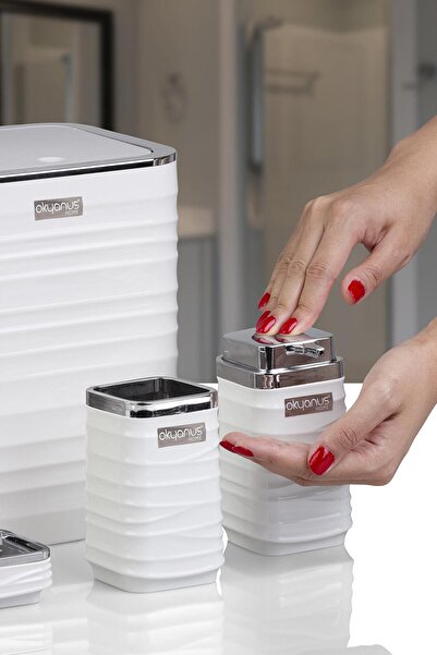 Okyanus Home Λευκό Luna 5-Pece Square Σετ Μπάνιου - Πλαστικό