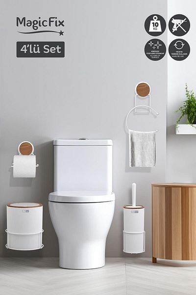 Okyanus Home White Magic Fix Κρεμαστό Στρογγυλό Ξύλινο Mina Σετ 4 τεμαχίων