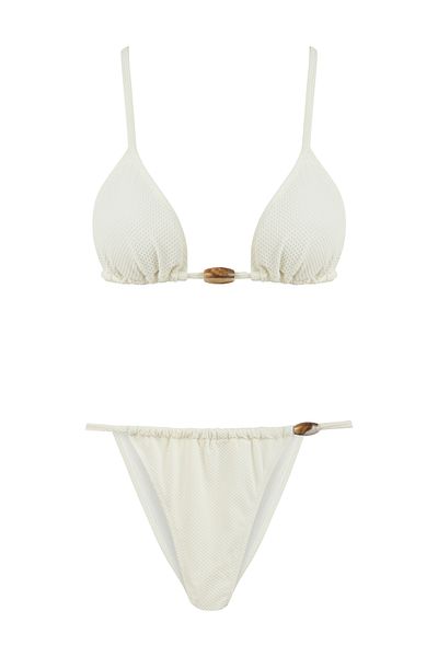 AQUELLA Set de bikini triunghi alb texturat