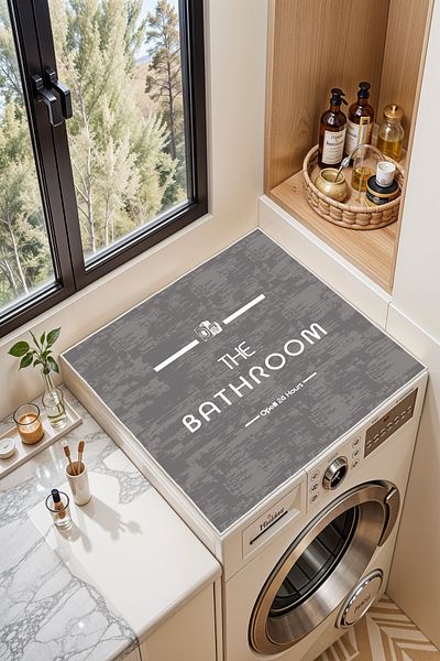 Homefesto Anti-Slip Base Washing Machine Cover Modern Useful Washable Mat Çmş07