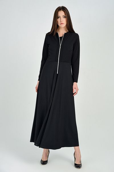 Sense On Mostrasi Lace Garnished Front Zipper Dress| Ylk14893 Black