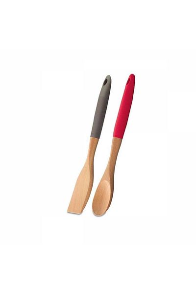 KORKMAZ Natuara 566-01 Red Wooden Spoon and Spatula Set
