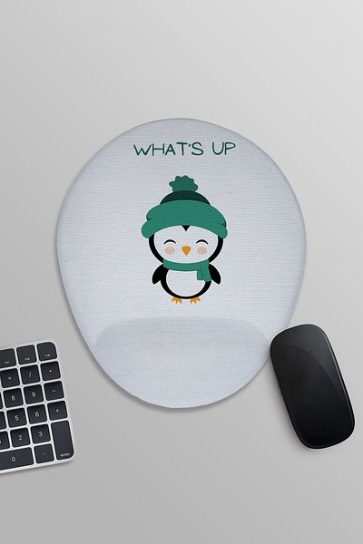 qoeuyl boutique Whats Up Cute Penguin Printed Οβάλ Mousepad με στήριγμα καρπού