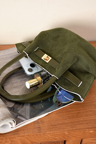 MY VİNTAGE Women's Lock Detailed Suede Mini Bag