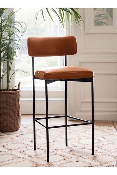 EqiEch Bar Stool, 64cm PU Upholstered High Chair for Kitchen, Dining, Pub - Easy Assembly