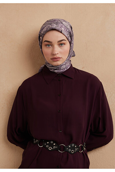 Fresh Eșarfă din bumbac și mătase cu model AMORA, lavandă