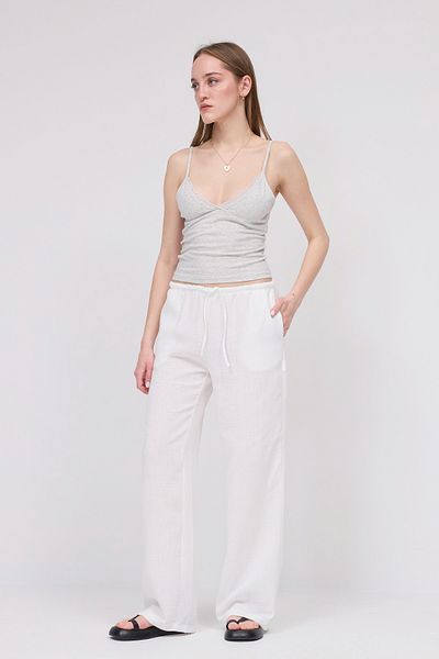 Addax Pantaloni cu picioare late cu cravată în față cu talie elastică PN16599-U1