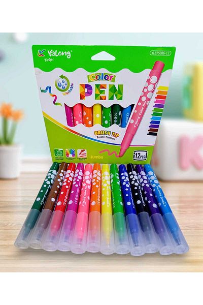izmir yazici servis Jumbo Felt Tip Pen Set of 12 Vibrant Colors Washable