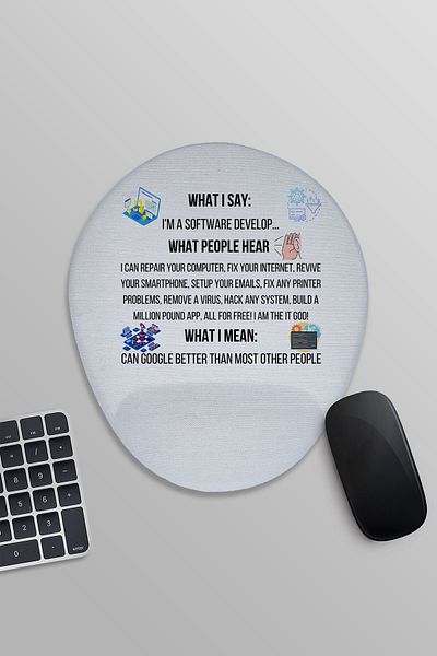 qoeuyl boutique Software Engineer I'M a Software Developer Printed Oval Wrist Support Mousepad