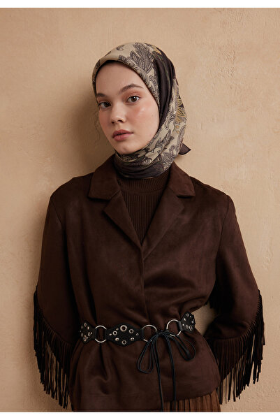 Fresh داريا نمط القطن الحرير وشاح أحمر بني
