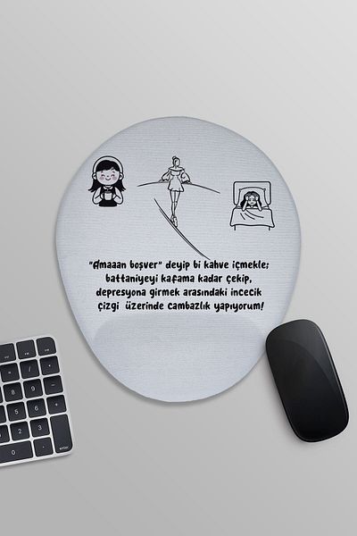 qoeuyl boutique Depression or Coffee? Fun Funny Printed Oval Wrist Support Mousepad