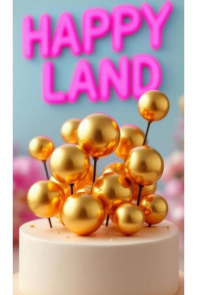 Happyland Cake Ornament Copper Gold Balls 20 Pieces Gold Cake Balloon Ornament