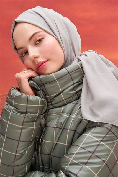 carell Light Gray Square Pattern Modal Jacquard Shawl