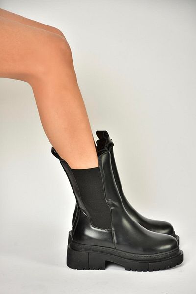Fox Shoes Τ 652449009   Γυναικείες μπότες μαύρες χοντρές σόλα