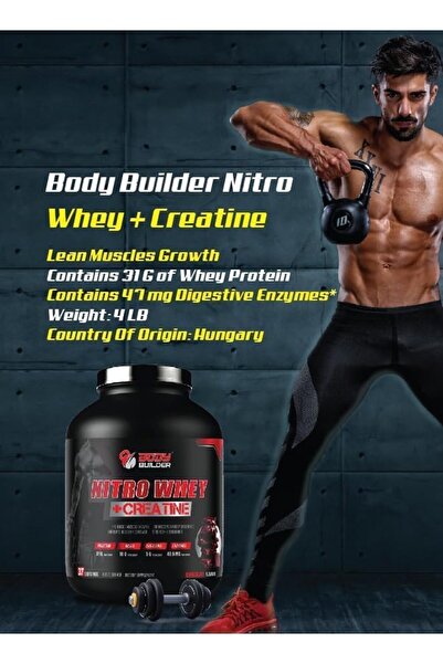 Body Builder Nitro Whey Creatine, Chocolate Coconut, 4 Lb, 31g Of Whey Protein For Muscle Growth & Recovery