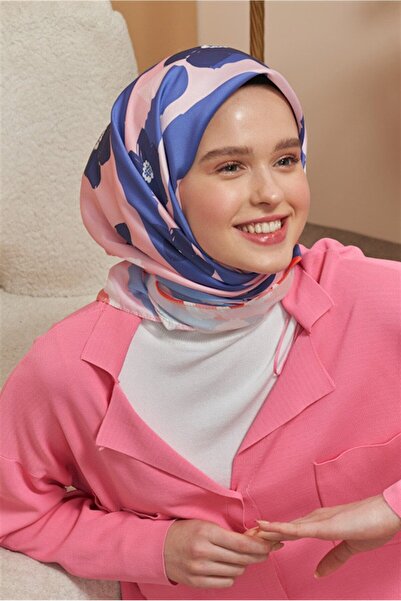 carell Pink Twill Scarf - Mini Flowers Pattern