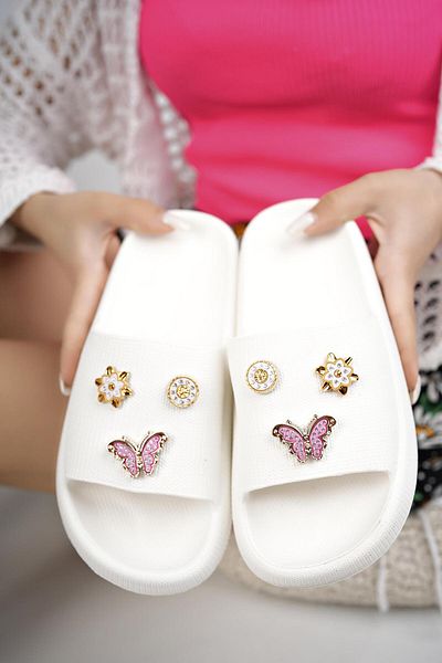 Moda Frato Modafrato Butterfly Stoned Παντόφλες Unisex Παντόφλες Θάλασσας για Πισίνα
